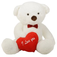 Off-White Teddy Bear with Heart