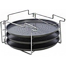 3 Pieces Non-Stick Metal Pizza Pan With Stand